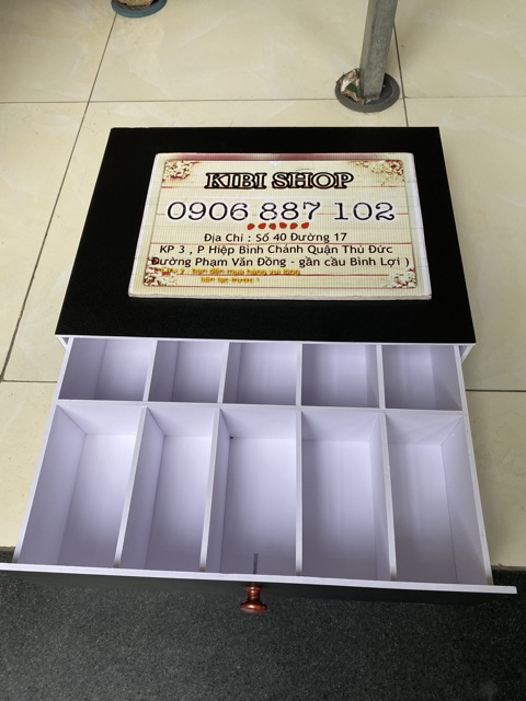 Hộp Đựng Tiền Lẻ Thu Ngân 10 Ngăn Màu Đen