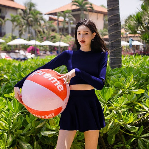 SAVVY Đồ bơi, bikini, áo tắm đi biển nữ 2 mảnh dài tay kín lưng học sinh hàn quốc SV2M0DT swimsuit bigsize che bụng