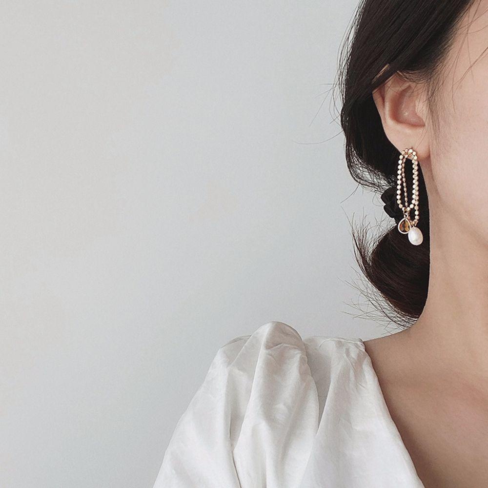 JARRED Bông Tai Hợp Kim Dáng Dài Kiểu Hình Học Đơn Giản Phong Cách Hàn Quốc