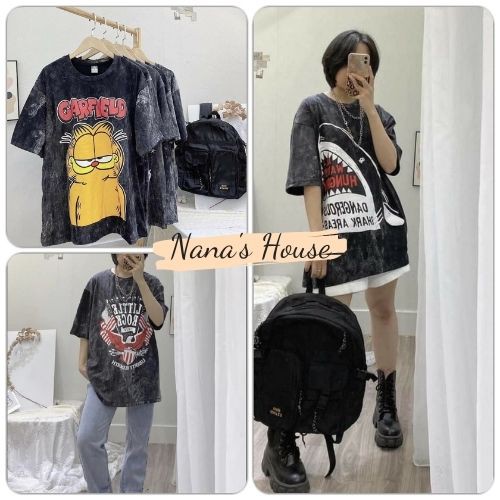 Áo Thun Shark Unisex 🎁 Nana's House 🎁 Áo phông loang Ulzzang form rộng tay lỡ nam nữ SIÊU ĐẸP