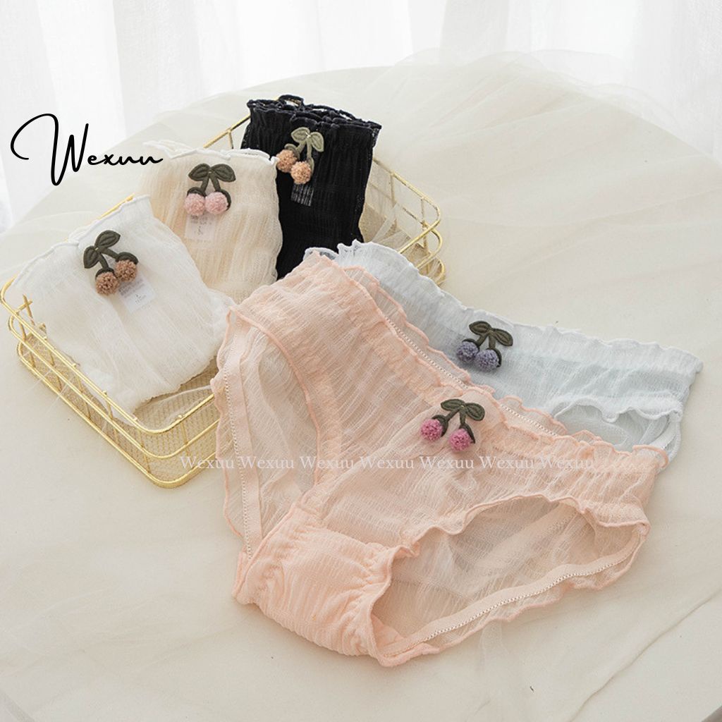Quần lót ren nữ Wexuu Design cạp viền bèo vải ren lưới co dãn đàn hồi cao cấp - QC135