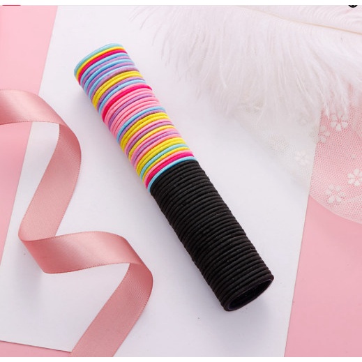 Set 50 Dây Cột Tóc Co Giãn Nhiều Màu Thời Trang Mềm Mại Xinh Xắn cho bé gái, con gái