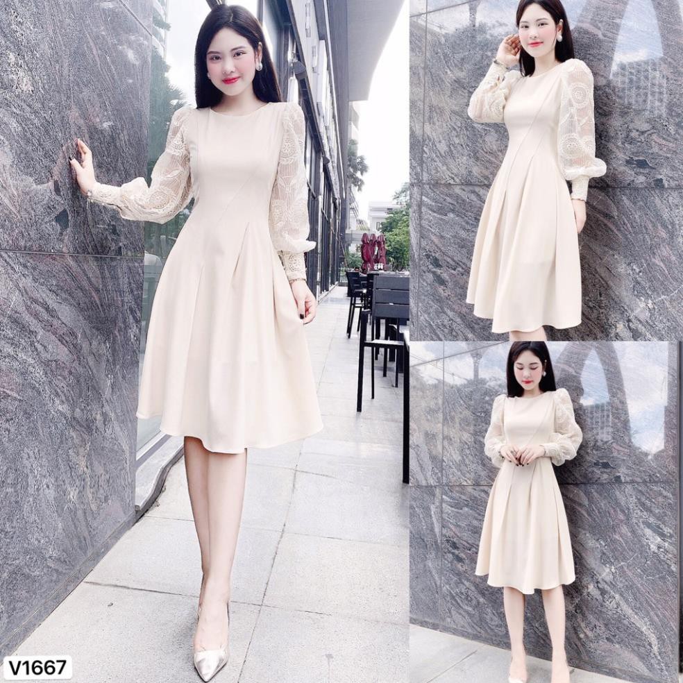 Váy be xòe tay ren V1667 - QUEEN SHOP DOLCE VIVA COLLECTION(ảnh người mẫu+ảnh trải sàn do shop tự chụp)  ྇