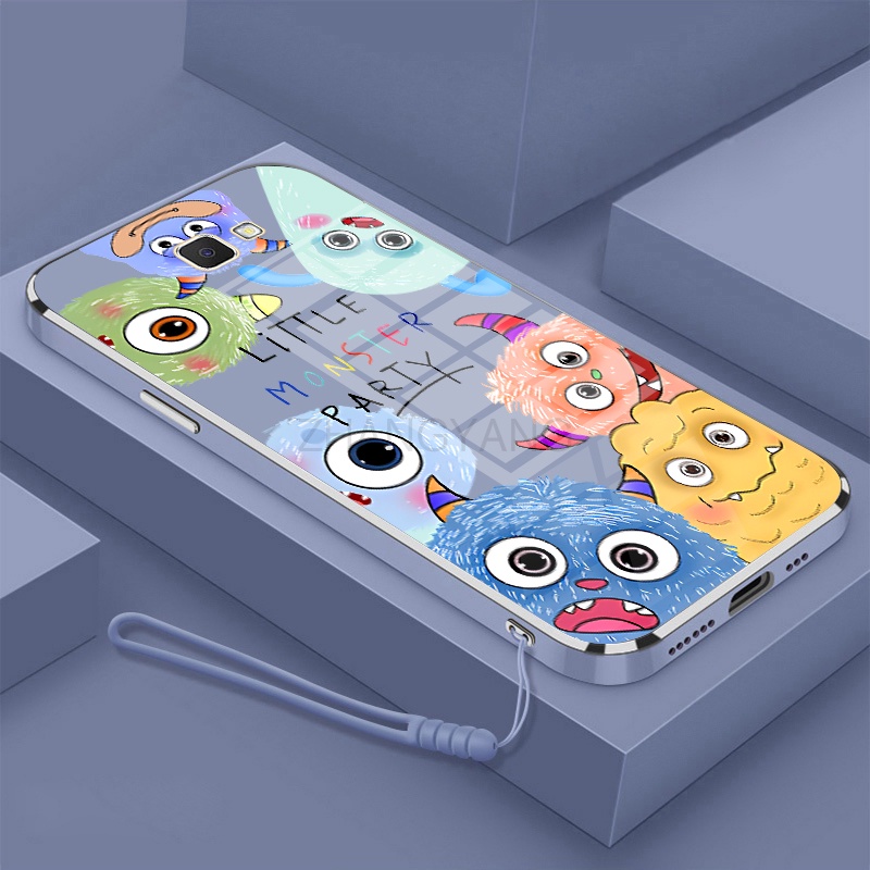 Ốp Điện Thoại TPU Dẻo Mạ Điện Họa Tiết Quái Vật Nhỏ Dễ Thương Kèm Dây Đeo Cho Samsung J7 Prime