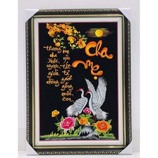 Tranh cha mẹ thêu(tranh thêu sẵn chưa khung)