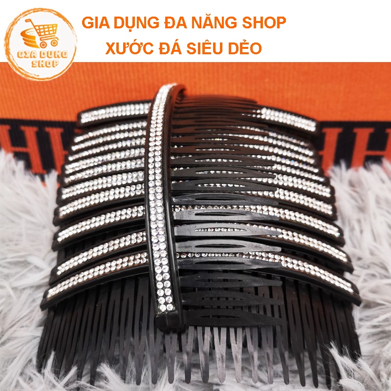 Cài tóc mái lược xước hai hàng đá siêu dẻo(không bao giờ gãy)