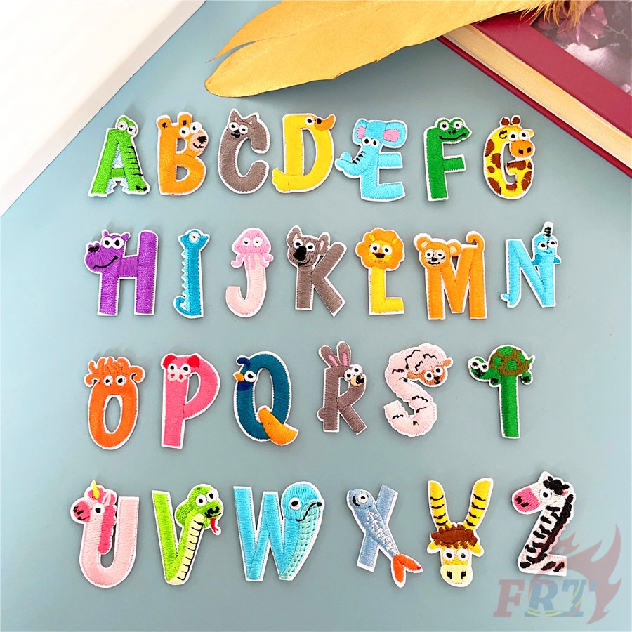 ❣️ Sticker Ủi Thêu Hình Động Vật Hoạt Hình Ngộ Nghĩnh ❣️1 Miếng Dán Ủi Quần Áo Hình Chữ Cái
