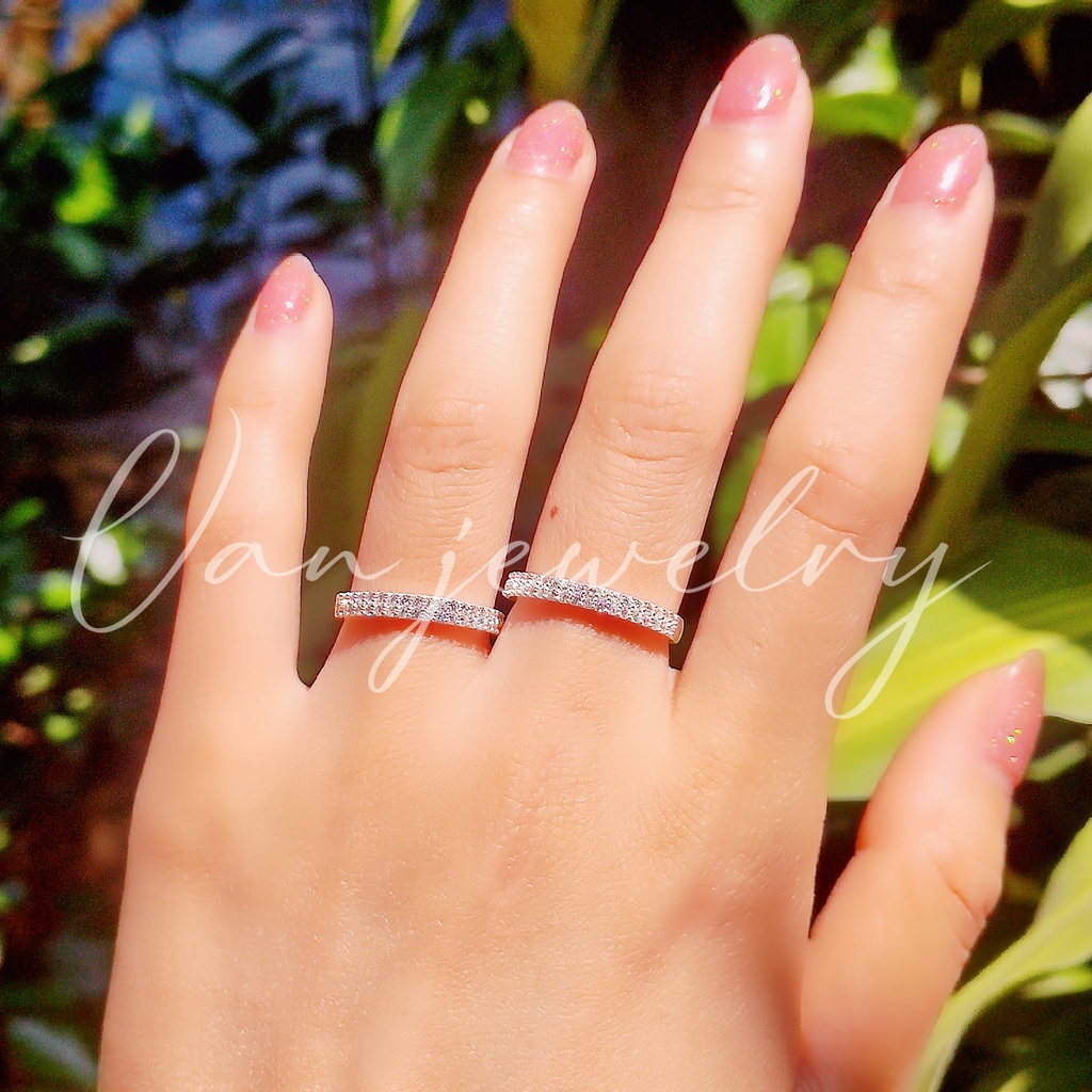 Nhẫn bạc Nhẫn 2 hàng đá Bạc ta Van Jewelry V10016 hai hàng đá