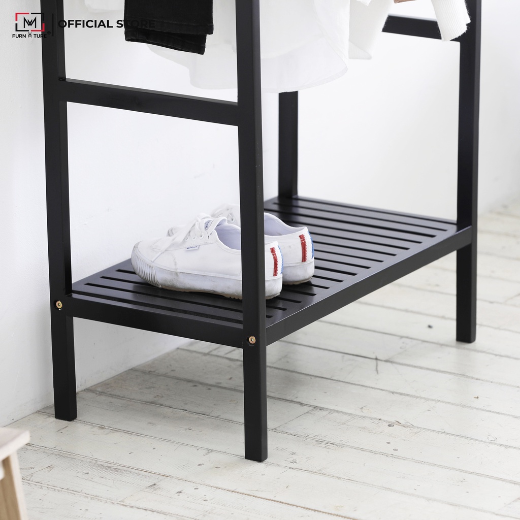 Tủ treo quần áo lắp ráp hàn quốc màu đen - Shelf hanger thương hiệu MW FURNITURE - Nội thất căn hộ