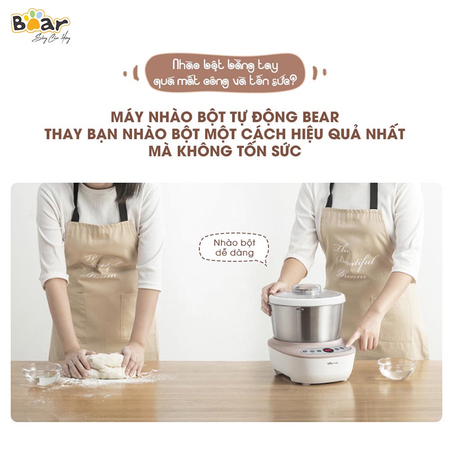 Máy nhồi nhào trộn bột và ủ bột tự động đa năng 5 lít Bear HMJ-A50B1, tiện lợi tiết kiệm thời gian, BH 18 tháng