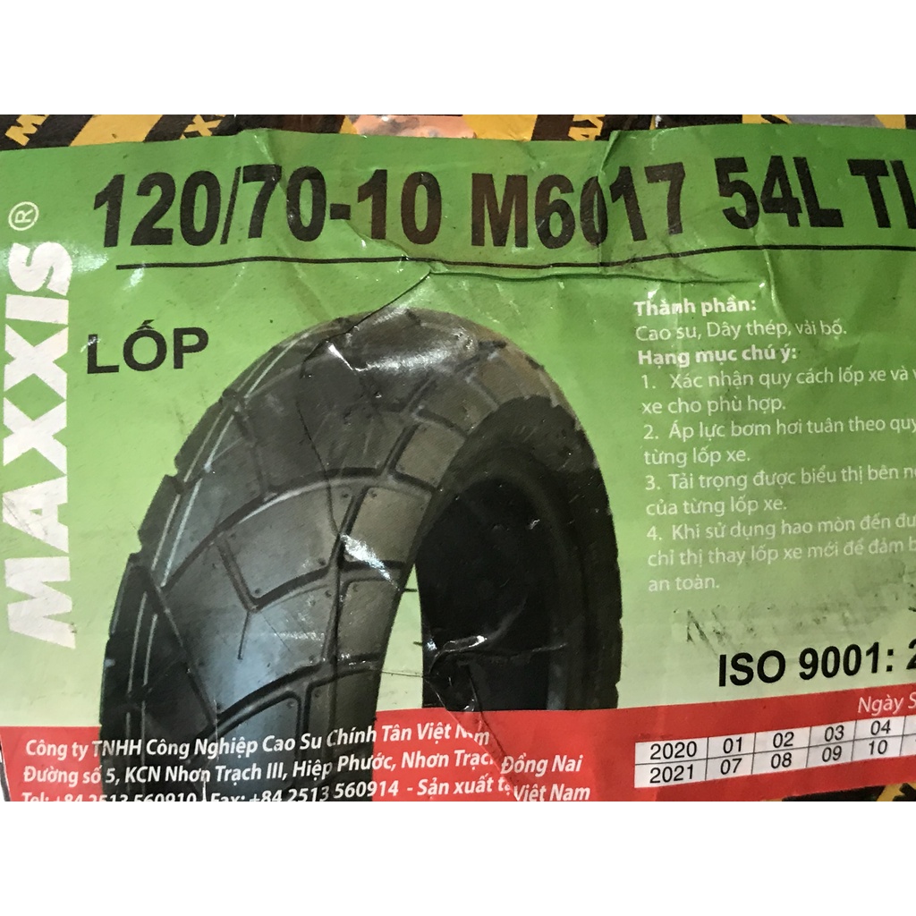 Vỏ Maxxis 120/70/10, 110-120/70/11 6017 Bánh Trước/Sau Vespa Primavera, Lx125/150 - Không Ruột