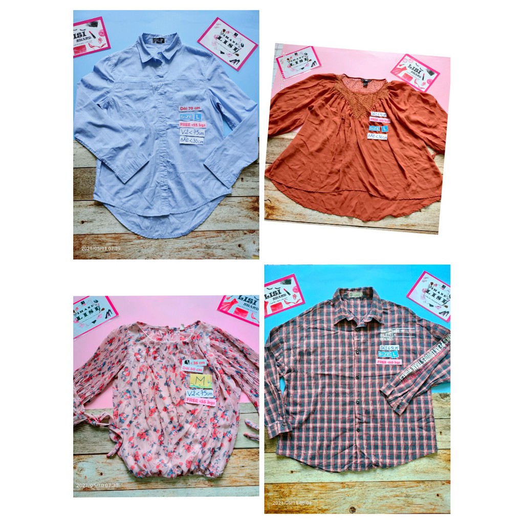 052021 BST ÁO 2HAND BIG SIZE TOPSHOP/ VOAN MÂU / HOA ĐỎ/ CARO ĐẤT