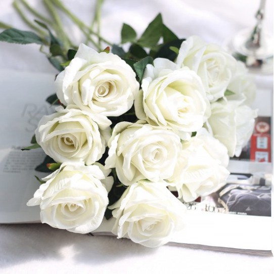 HOA HỒNG NHUNG siêu xinh cắm lọ decor nhà cửa, shop. HOA HỒNG giả phụ kiện chụp ảnh