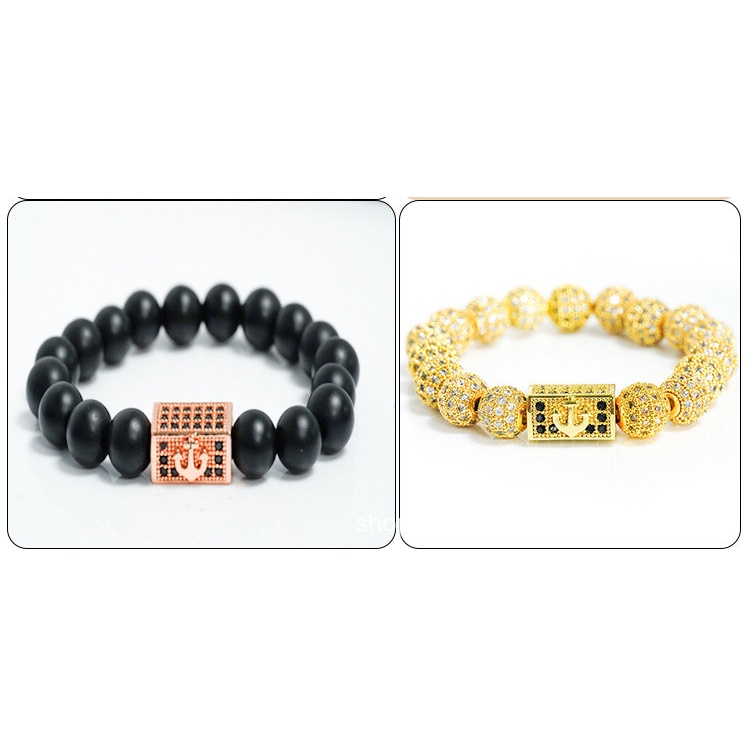 Trụ Tứ Giác Hình Mỏ Neo Cảng Biển - Charm Phụ Kiện Vòng Tay Phong Thuỷ Trang Sức Nam, Nữ Kim Loại Đồng Zircon