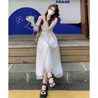 ĐẦM MIDI VAI TRẮNG VOAN BÈO CỘT DÂY