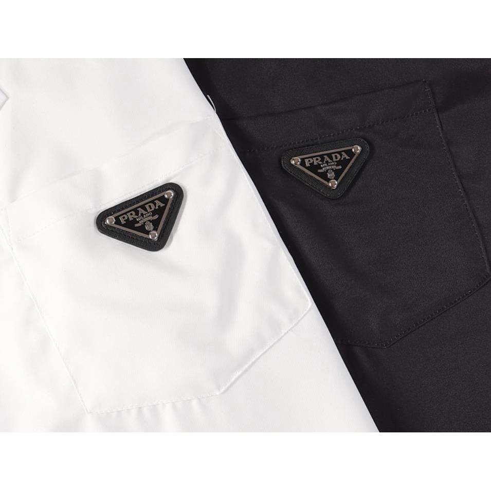 Prada Áo Sơ Mi Nam Ngắn Tay Họa Tiết Hoa Văn