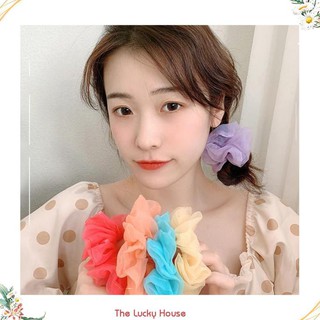 Dây buộc tóc voan tinh tế vòng lớn Scrunchies dễ thương HD42