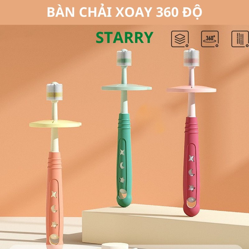 Bàn chải đánh răng xoay 360 độ siêu mềm cho bé từ 18 tháng tuổi Duola Duobu