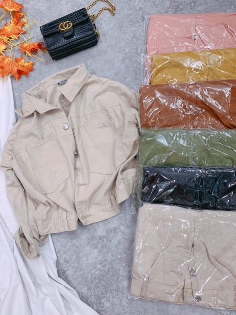 Áo khoác kaki nút lưng, kèm ảnh thật