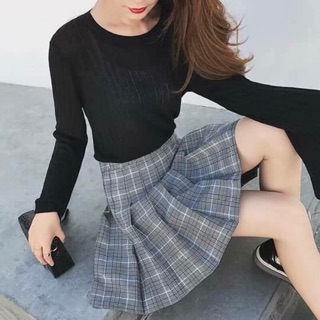 Chân váy kẻ xếp ly