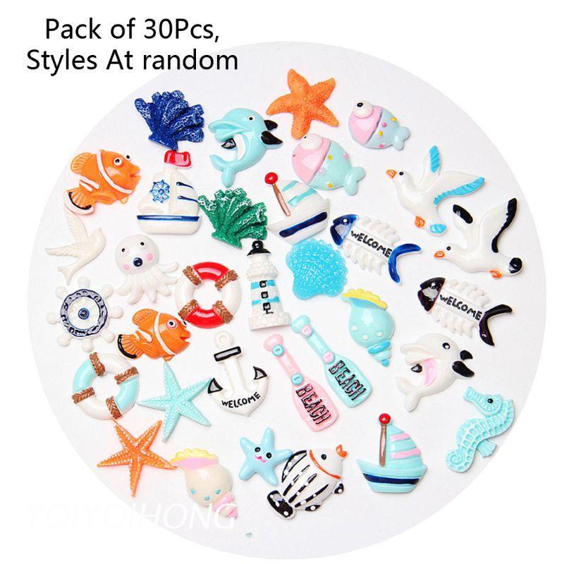 Set 30 mặt dây chuyền mini bằng nhựa Resin làm trang sức bãi biển mùa hè