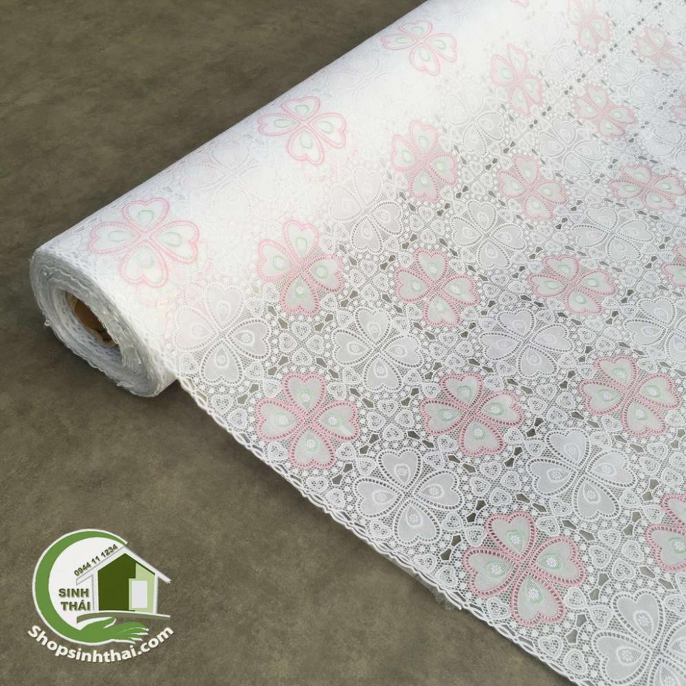 Khăn trải bàn nhật bằng nhựa REN HOA MÀU TRẮNG -đặt 1 lần được 50cm, cắt liền thành 1 tấm dài tùy số lần đặt