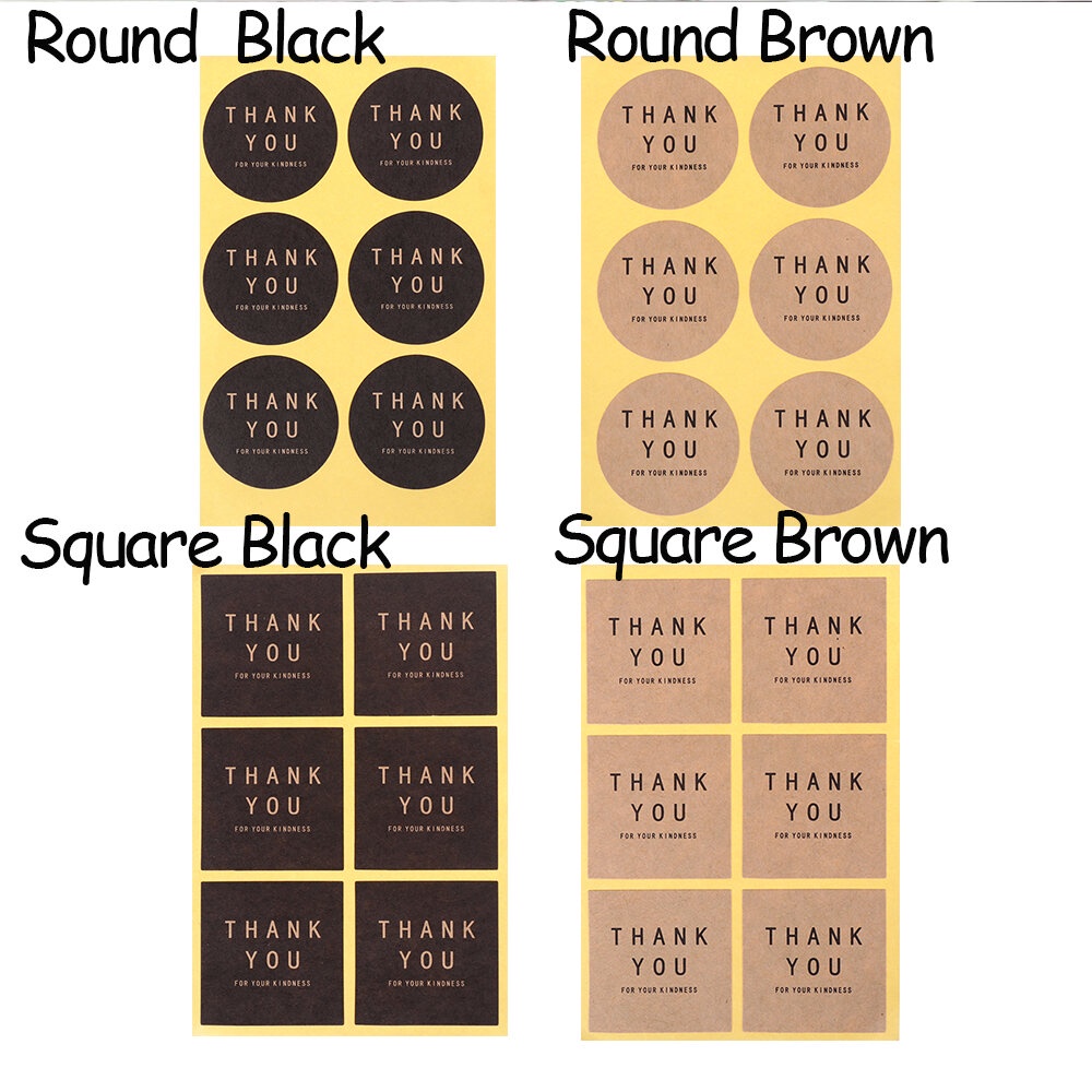 60 Miếng Dán Giấy Kraft Nhãn Niêm Phong Đóng Gói Bánh Hình Tròn ,Hình Vuông.