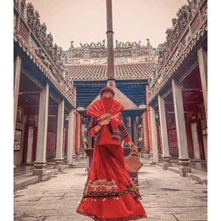 Bộ váy phong cách dân tộc màu đỏ (có sẵn)