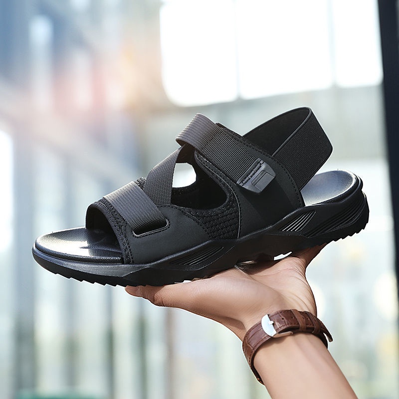 Sandal nam quai dán co giãn hình chữ đế bằng năng động thời trang
