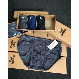 Hộp 5 quần lót nam,quần sịp tam giác, quần sịp chéo Muji nhật lưới thông hơi thoáng khí kháng khuẩn