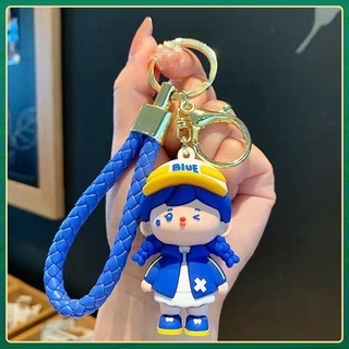 Cặp móc khóa hình búp bê klein màu xanh dương dễ thương