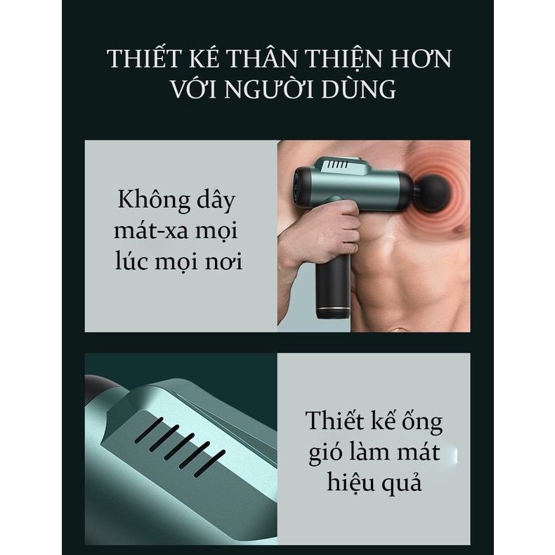 Máy massage cầm tay booster KONKA A1 sự dụng 8 đầu 6 cấp độ rung giúp bạn mát xa giảm đau, thư giãn toàn thân