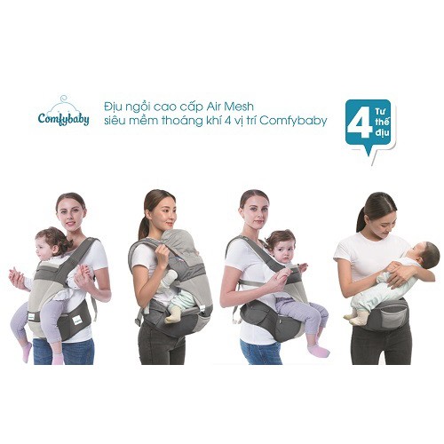 (Nhập Mã DIU01 giảm 5%) Địu ngồi cao cấp 4 tư thế 2 trong 1 Comfybaby CF818