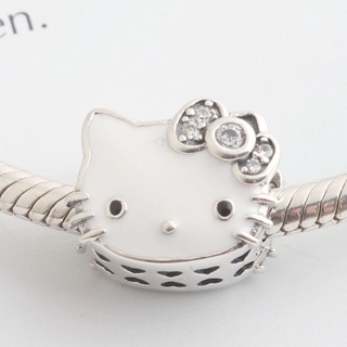 Hạt charm mèo Hello kitty bạc s925 Cao Cấp