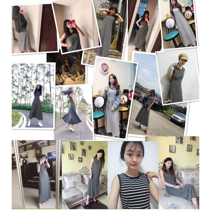 Đầm Maxi Sát Nách Kẻ Sọc Dáng Ôm Thời Trang Cho Nữ | BigBuy360 - bigbuy360.vn