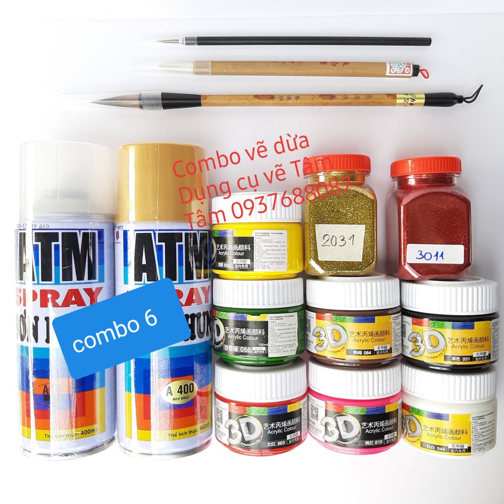 [ TÂM TÂM ]-Combo vẽ dừa, Combo màu vẽ tết (Combo 6)-
