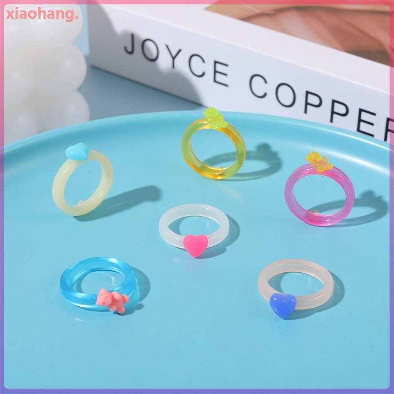 Cặp Nhẫn Hình Trái Tim Màu Xanh Dương Hồng Thời Trang Cho Cặp Đôi