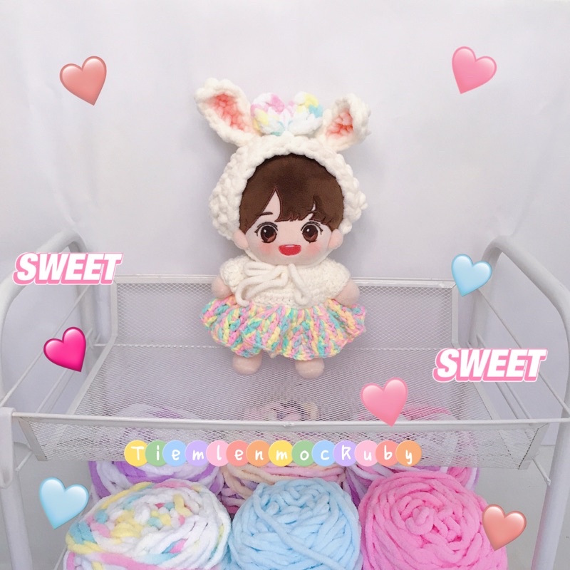 Cài đầu len tai thú cho doll 10,15,20cm