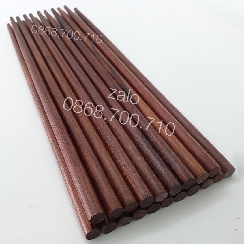 Đũa gỗ Trắc đỏ cao cấp kiểu trơn tròn - không sơn phủ PU- giữ nguyên vân gỗ tự nhiên- hàng cao cấp xuất nhật , 10 đôi