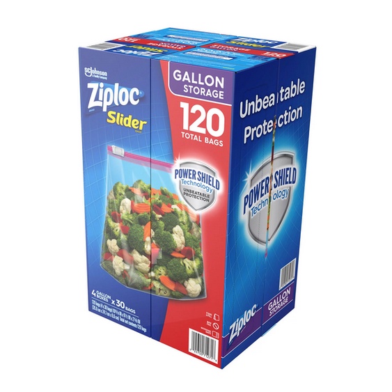 HỘP 30 TÚI KHÓA KÉO TRỮ THỰC PHẨM Ziploc Storage Slider Gallon Bags, 3.785ml