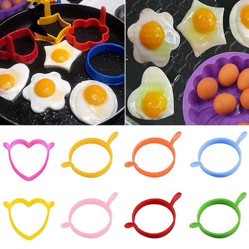 Khuôn Chiên Trứng Hình Tròn / Trái Tim Bằng Silicone
