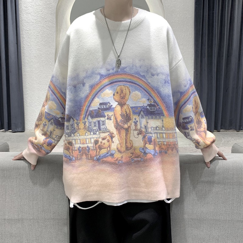 Áo Nỉ Tay Dài In Hình Gấu Trẻ Trung Cho Nam