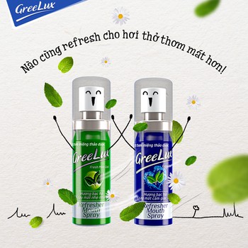 CHÍNH HÃNG Xịt thơm miệng greelux Extra Cool Thảo Dược 12ml, Xanh dương