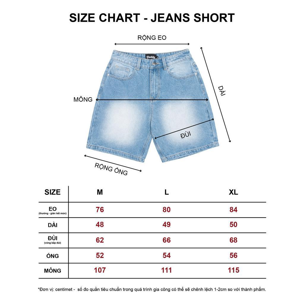 [CHÍNH HÃNG] Quần short jeans trơn form ống rộng trên gối