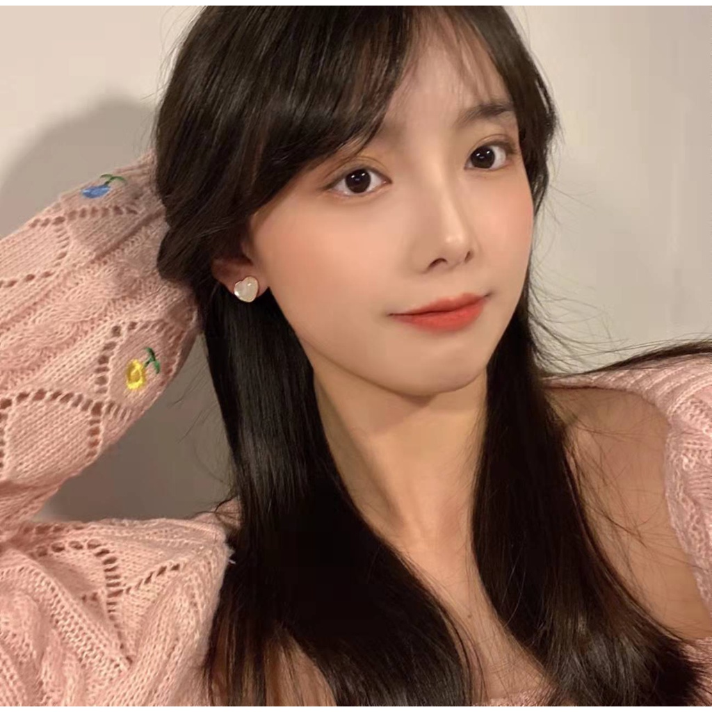 Đôi khuyên tai hình trái tim đính đá pha lê thanh lịch cho nữ