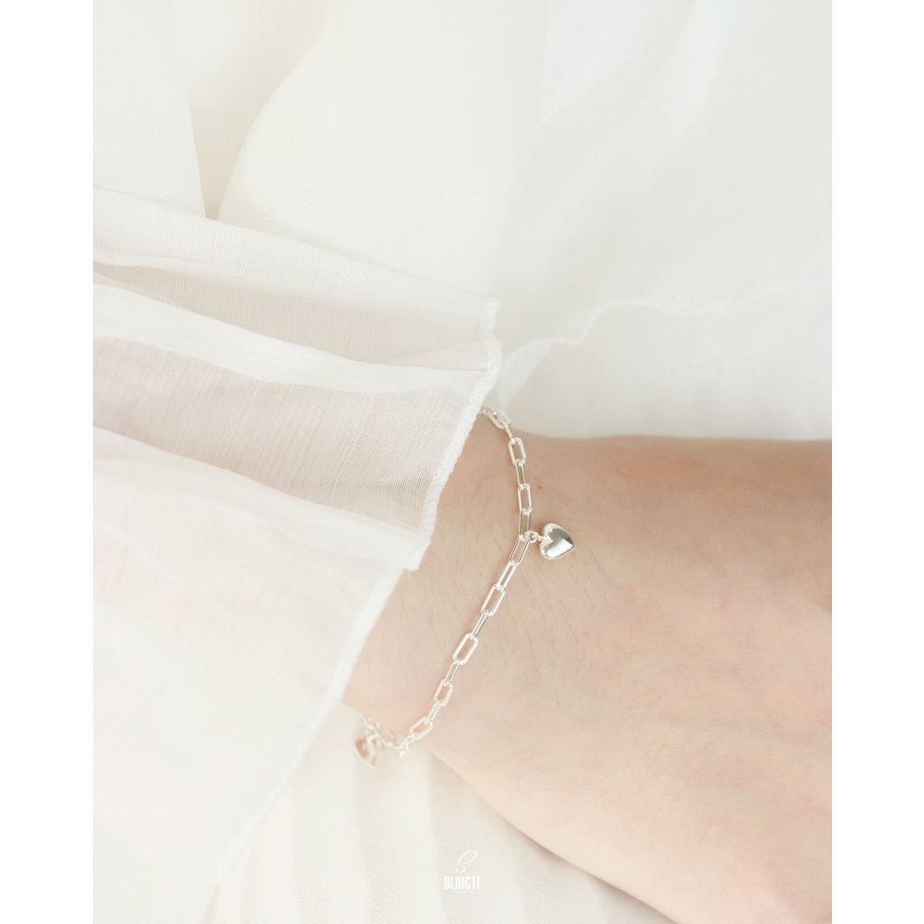 Lắc Tay Bạc Nữ 925 BLING IT Trái Tim Đơn Giản Nữ Tính Tiểu Thư, Quà Tặng Valentine 14/2, Quà 8/3 Ý Nghĩa - BIVT138