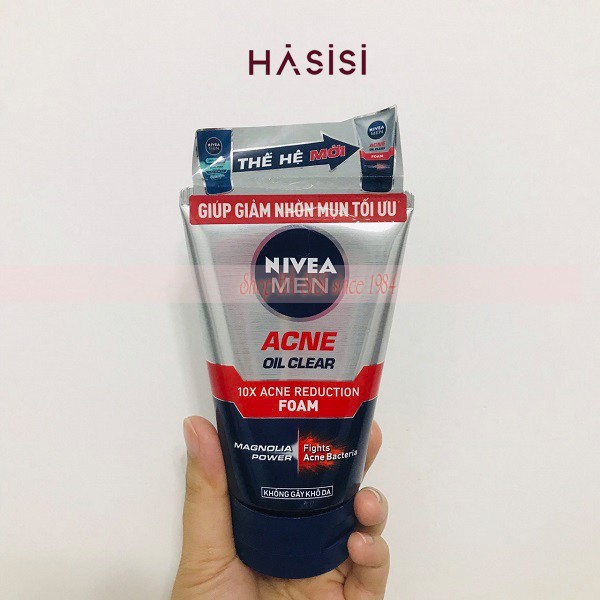 SỮA RỬA MẶT NIVEA - Men Acne Oil Clear 10X Acne Reduction Foam 100g (Giảm Nhờn Mụn)
