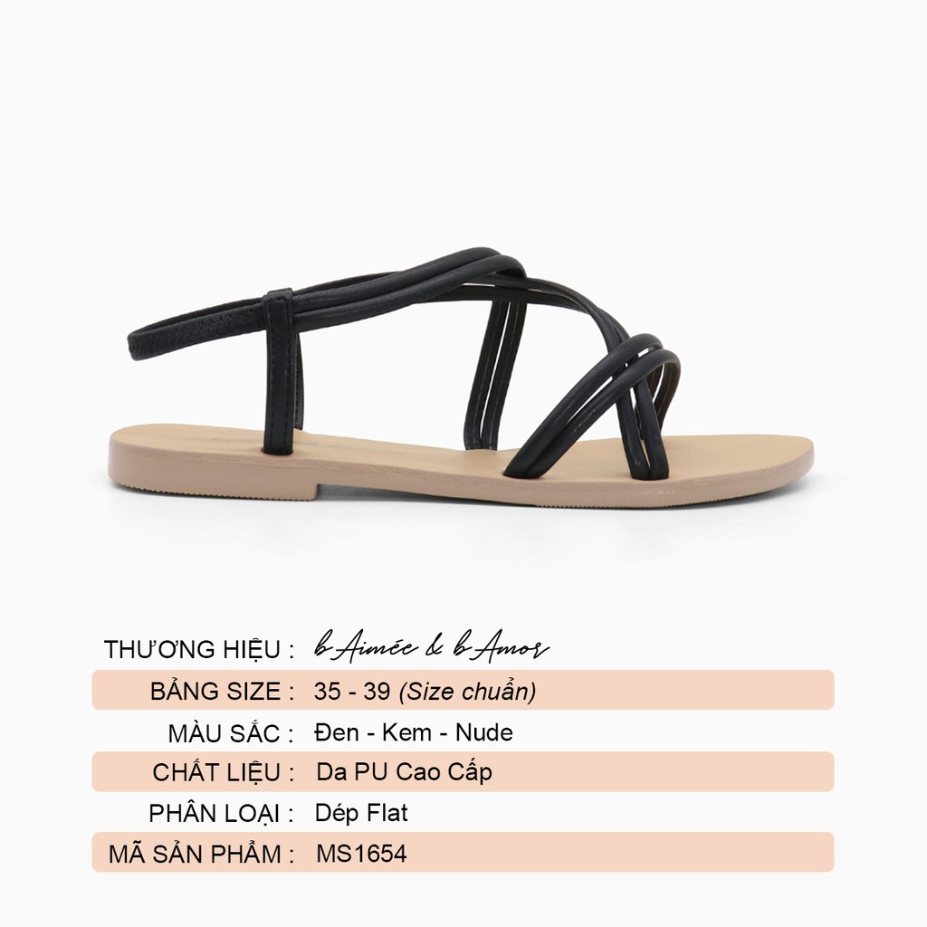 Giày sandal nữ đế bệt quai dây chéo đi học đi biển chính hãng bAimée &amp; bAmor - MS1654 01