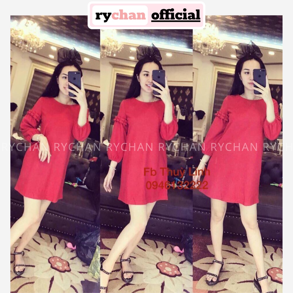 DS555 - Đầm Suông Đi Chơi Đỏ Tay Bí Form Ngắn Đáng Yêu