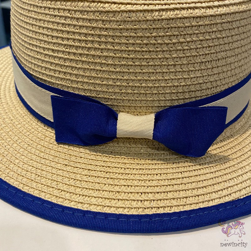 Mũ rơm phối nơ phong cách Hepburn thời trang mùa hè cho bé gái
